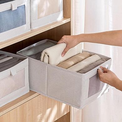Great Ambitions 4-Pack Foldable Linen Closet Bins with Clear Window for Organizing