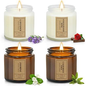 Candle Gift Set for Home 4 Pack Scented Soy Wax Candles, Lavender, Jasmine, Sandalwood & Sage