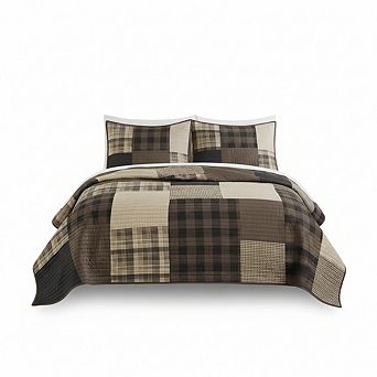 Winter Hills Reversible Quilt Set, Oversized King/Cal King 3 pc Plaid & Solid