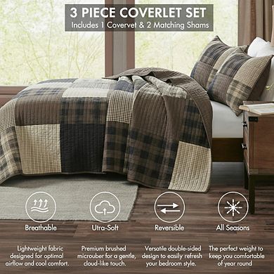 Winter Hills Reversible Quilt Set, Oversized King/Cal King 3pc Plaid & Solid