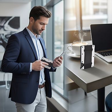 ZUQIETA Slim Minimalist RFID-Protected Card Holder with Integrated Cash Strap - Compact Front