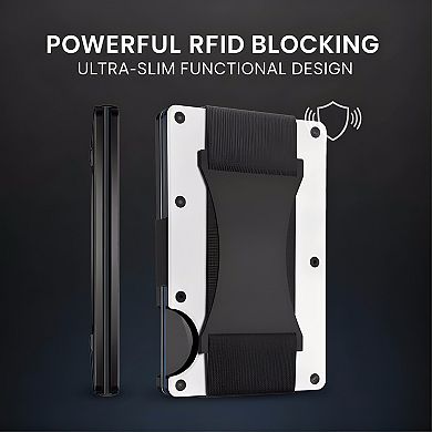 ZUQIETA Slim Minimalist RFID-Protected Card Holder with Integrated Cash Strap - Compact Front