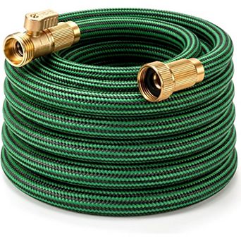 25ft Flexible Water Hose, Non-Expandable Leak-Proof Heavy Duty with 3/4" Solid Brass Connectors