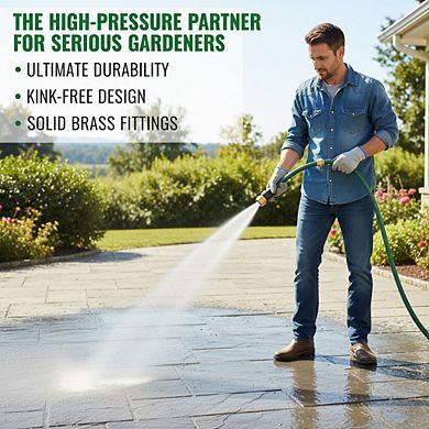 25ft Flexible Water Hose, Non-Expandable Leak-Proof Heavy Duty with 3/4" Solid Brass Connectors