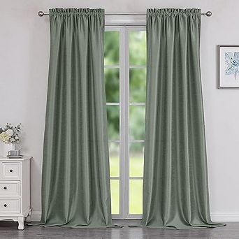 Faux Silk Curtains for Bedroom, Luxury Room Darkening Drapes