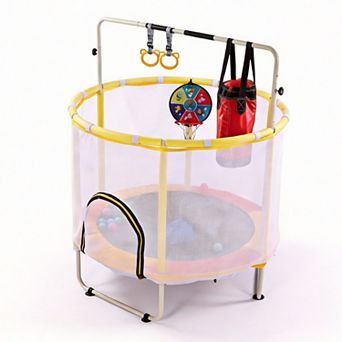 Merax 54 inch Mini indoor and OutdoorToddler Trampoline With Safety Net, Antislip Safe Design
