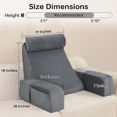Ergonomic 45-Degree Bed Reading Pillow: Supportive Backrest for Comfortable Sitting, Gaming