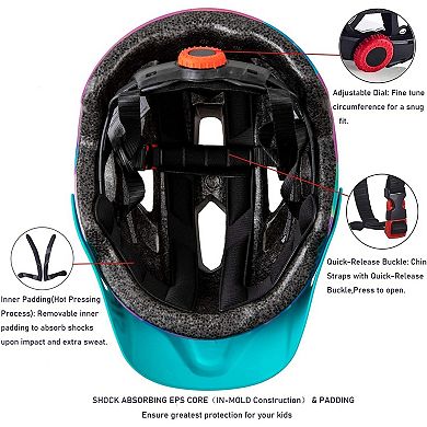 Adjustable Lightweight Kids Helmet 50-57cm, Cool Visor for Boys Girls 5-14