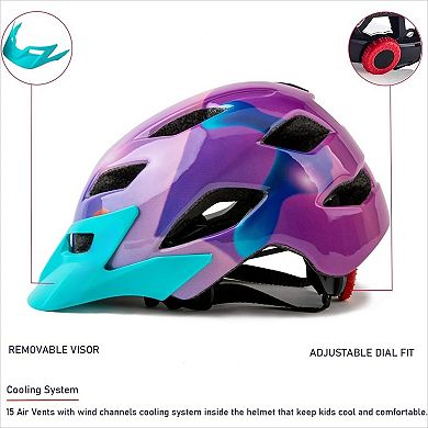 Adjustable Lightweight Kids Helmet 50-57cm, Cool Visor for Boys Girls 5-14