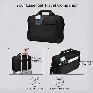 ZUQIETA 15.6" Laptop Messenger Briefcase with Shoulder Strap, Black