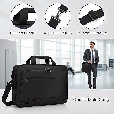ZUQIETA 15.6" Laptop Messenger Briefcase with Shoulder Strap, Black