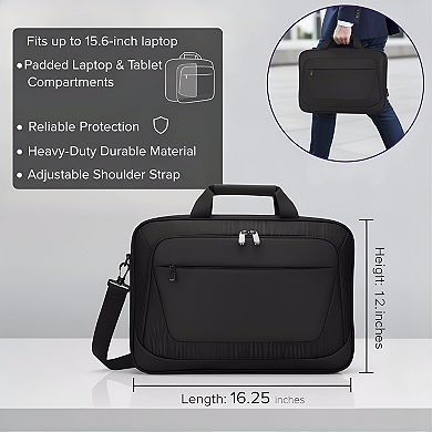ZUQIETA 15.6" Laptop Messenger Briefcase with Shoulder Strap, Black