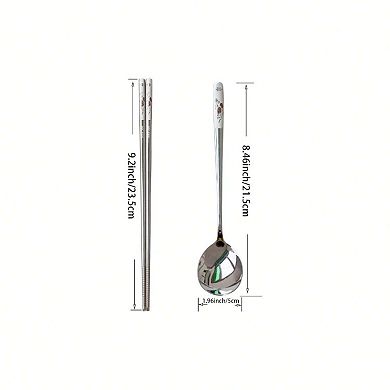 Stainless Steel Chopsticks and Spoon Set, 3 Different Patterns, 33 Pieces
