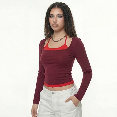 Jess by Meiko Women's Double Layer Long Sleeve Top