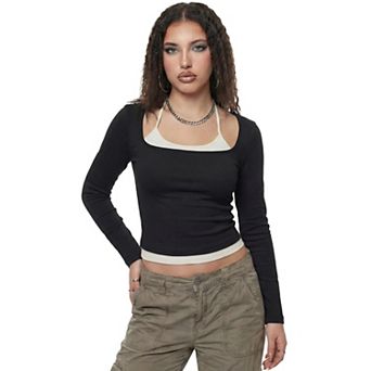 Jess by Meiko Women's Double Layer Long Sleeve Top