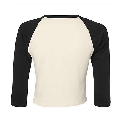 Bella + Canvas Womens/Ladies Raglan 3/4 Sleeve Crop T-Shirt