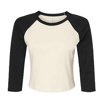 Bella + Canvas Womens/Ladies Raglan 3/4 Sleeve Crop T-Shirt