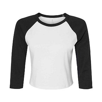 Bella + Canvas Womens/Ladies Raglan 3/4 Sleeve Crop T-Shirt