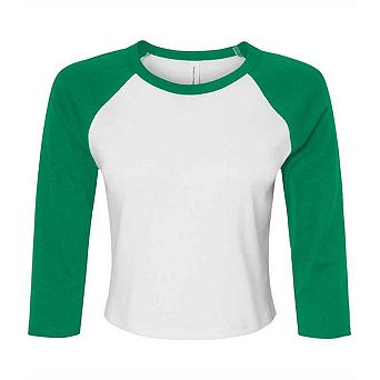 Bella + Canvas Womens/Ladies Raglan 3/4 Sleeve Crop T-Shirt