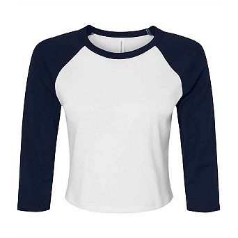 Bella + Canvas Womens/Ladies Raglan 3/4 Sleeve Crop T-Shirt