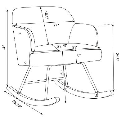 Gikpal Taupe Boucle Upholstered Mid-Back Rocking Chair with Walnut-Finished Frame