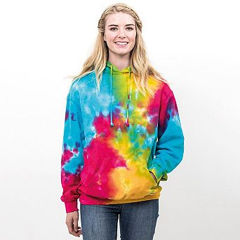 Colortone Unisex Rainbow Tie Dye Pullover Hoodie