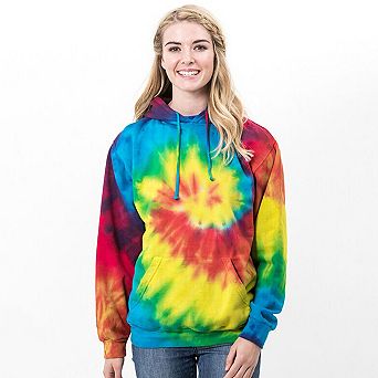 Colortone Unisex Rainbow Tie Dye Pullover Hoodie