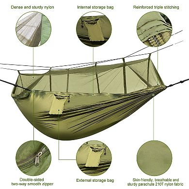 2-Person Camping Hammock with Mosquito Net 600lbs Capacity