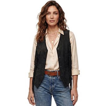 Jess by Meiko Women's Western Girl Faux Suede Fringe Vest
