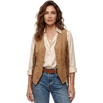 Jess by Meiko Women's Western Girl Faux Suede Fringe Vest