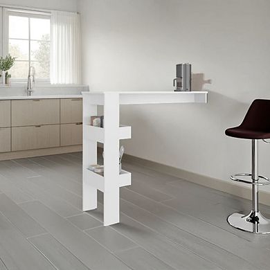 Gikpal Modern Minimalist White Kitchen Table with Integrated Open Storage