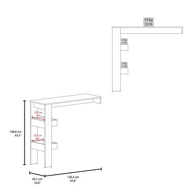 Gikpal Modern Minimalist White Kitchen Table with Integrated Open Storage