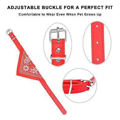 Adjustable Leather Pet Collar with Triangle Bandana