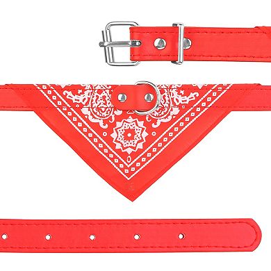 Adjustable Leather Pet Collar with Triangle Bandana