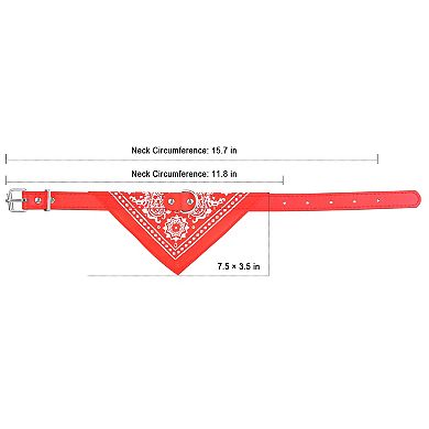 Adjustable Leather Pet Collar with Triangle Bandana