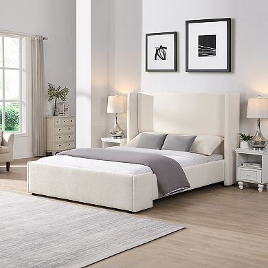 Hailey Elegant High-Profile Upholstered Headboard Platform Bed by Christopher Knight Home