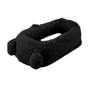 Dog Bed, Washable Faux Fur & Storage Pockets, Portable Handle