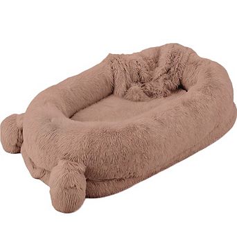Dog Bed, Washable Faux Fur & Storage Pockets, Portable Handle