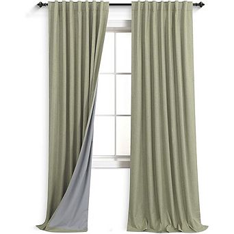 Linen Blackout Curtains Room Darkening, Pleated Drapes