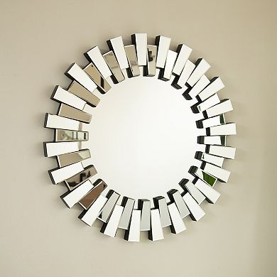 Gikpal 32-in. Modern Irregular Sunburst Wall Mirror with Diverging Square Accents