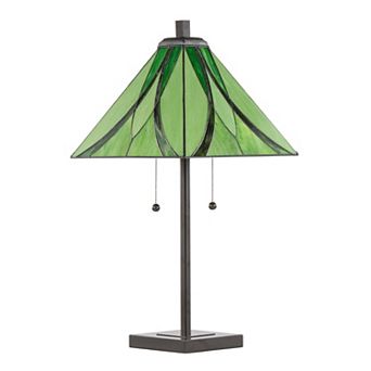 Gikpal 30 in Oil Rubbed Bronze Table Lamp with Green Stained Glass Shade