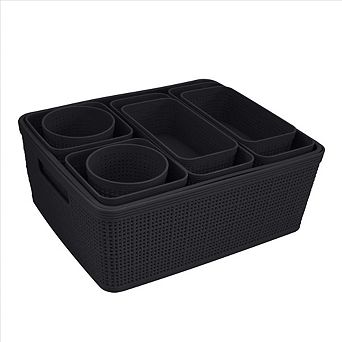 10 pc Multipurpose Organizer Bin Set Black