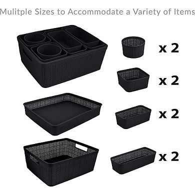 10 Piece Multipurpose Organizer Bin Set Black