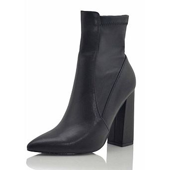 Sleek Pointed Toe Block Heel Ankle Boot