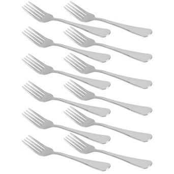 Dinner Forks Set of 12 Stainless Steel Forks 7.5" Household Fruit Salad Dessert Steak Fork Tableware