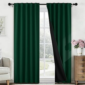 Blackout Curtains Room Darkening, Rod Pocket & Back Tab Drapes