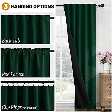 Blackout Curtains Room Darkening, Rod Pocket & Back Tab Drapes