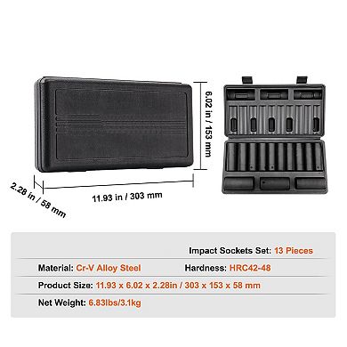 13-Piece Deep Impact Socket Set 1024mm with Plastic Toolbox