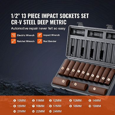 13-Piece Deep Impact Socket Set 1024mm with Plastic Toolbox