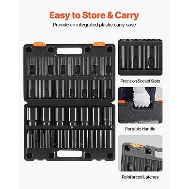 19-Piece Drive Impact Socket Set with Case for Trucks and RVs